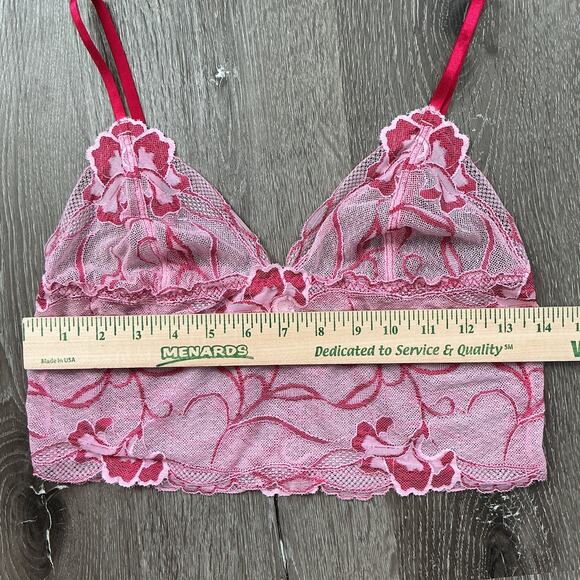 Vintage DKNY Lace Crop Cami Bralette Top Y2K Pink Medium - Picture 2 of 8